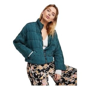 Free People Teal Quilted Puffer Jacket